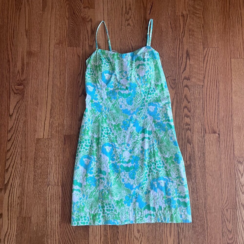 Lilly Pulitzer McCallum Fitted Tie-Back Floral Dress "It's a Zoo" Size 4